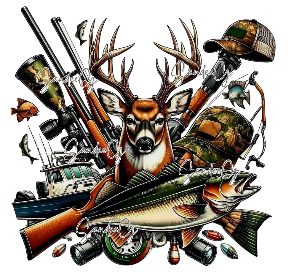 Fish, Shoot, Hunt - UVDTF Decal for cups/hard surfaces sticker