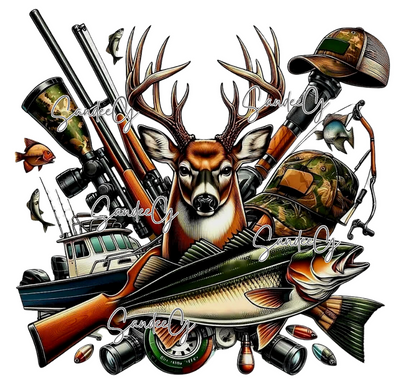 Fish, Shoot, Hunt - UVDTF Decal for cups/hard surfaces sticker