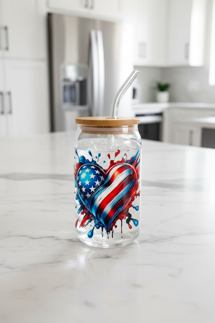 USA Heart #2 - UVDTF Decal for cups/hard surfaces sticker