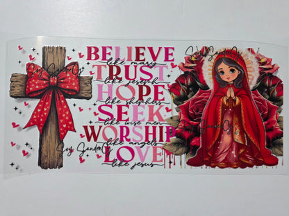 Red Bow Cross - UVDTF Wrap for cups/hard surfaces sticker