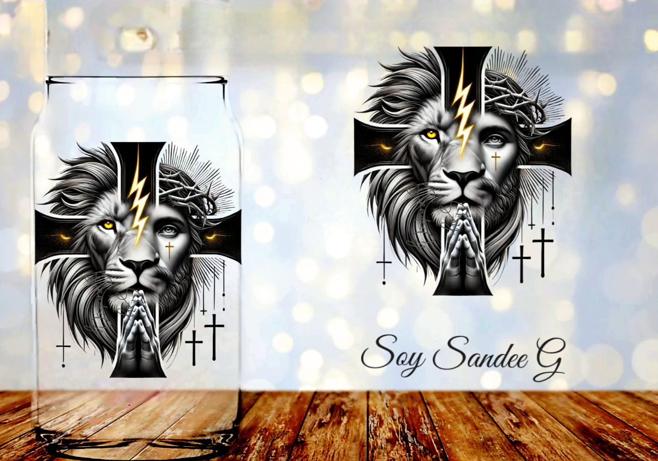 Lion Head Cross - UVDTF Decal for cups/hard surfaces sticker