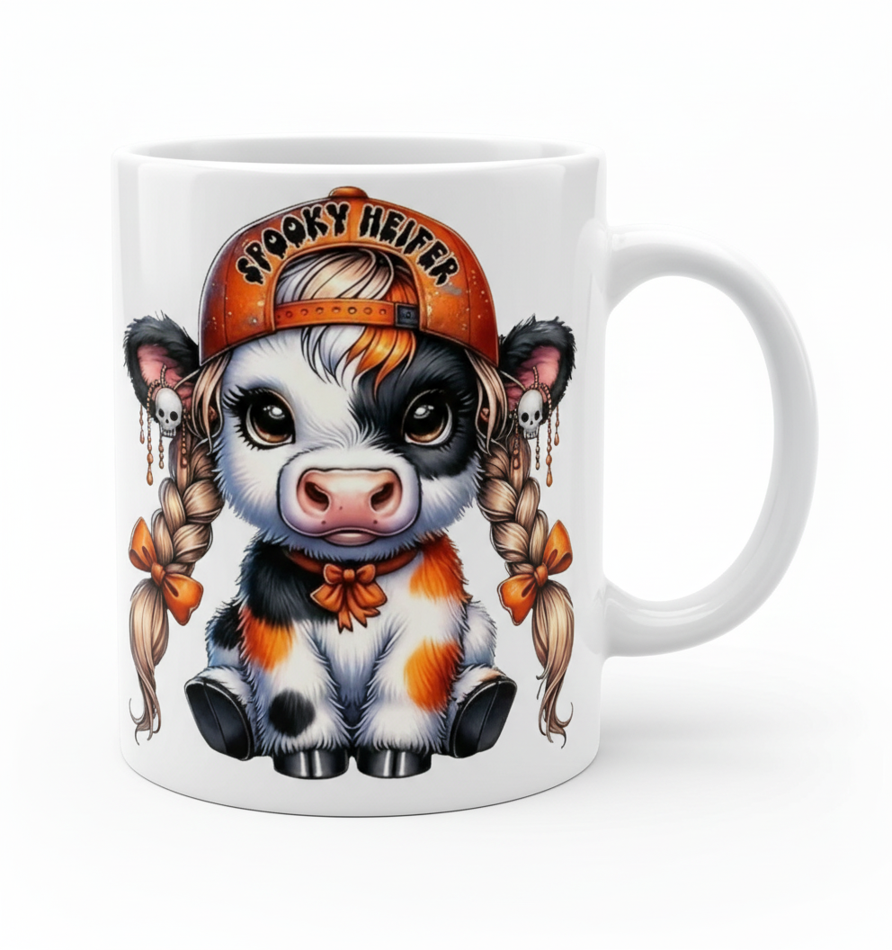 Calcomanía UVDTF de vaca enojada antes del café