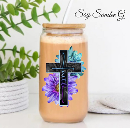 Blue & Purple Faith Cross - UVDTF Decal for cups/hard surfaces sticker