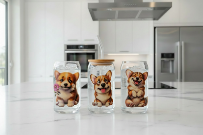 Ready to Ship - 16 oz Glass Cup with Plastic Straw - Premade cup