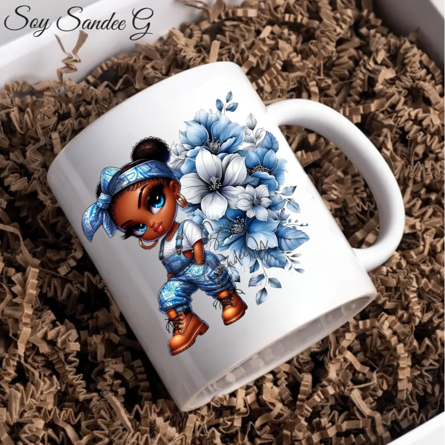 Blue Overalls Cutie - UVDTF Decal for cups/hard surfaces sticker