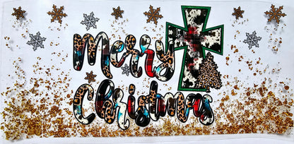 Merry Christmas Cross - UVDTF Wrap for cups/hard surfaces sticker