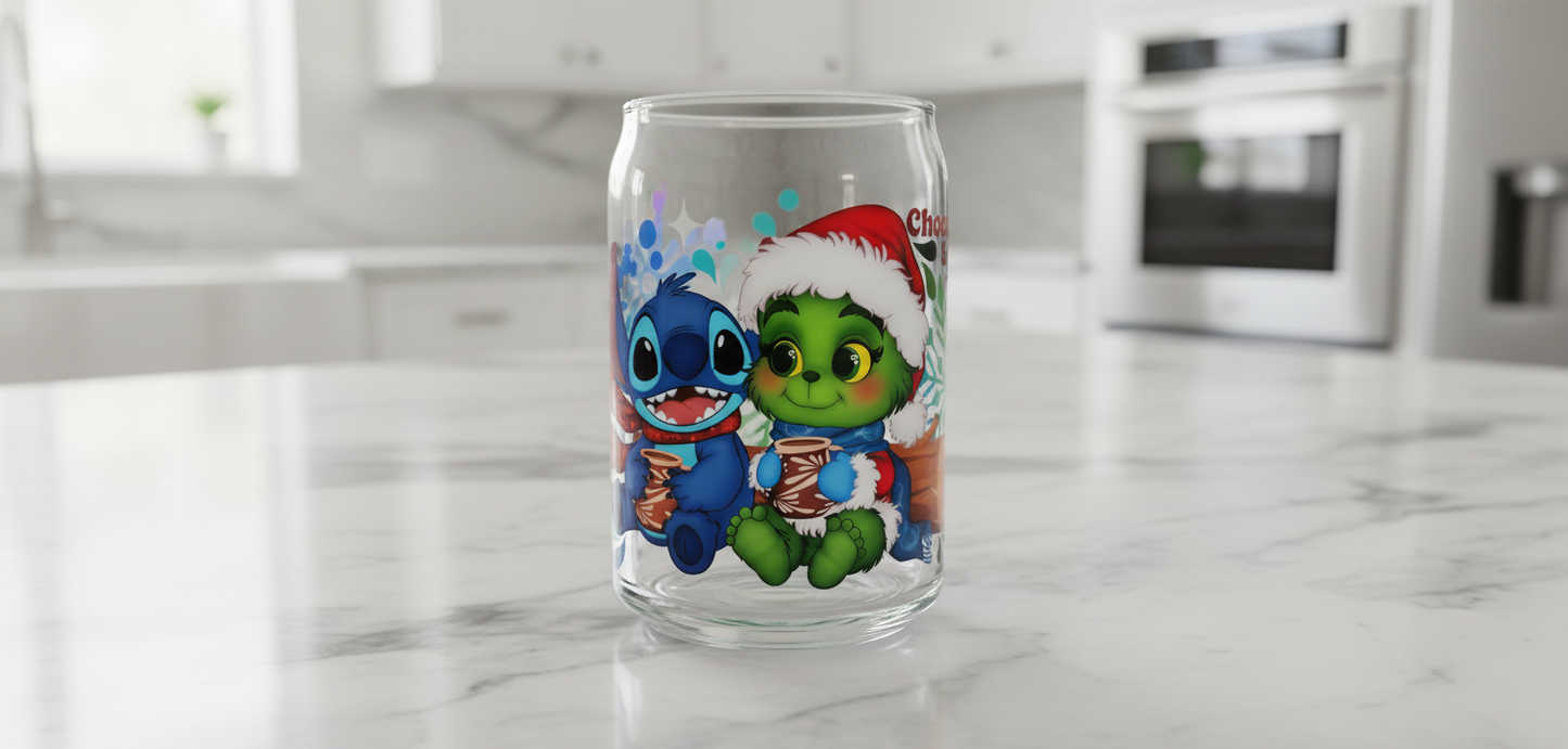 Stitch & Grinch Chocolatito - UVDTF Wrap for cups/hard surfaces sticker