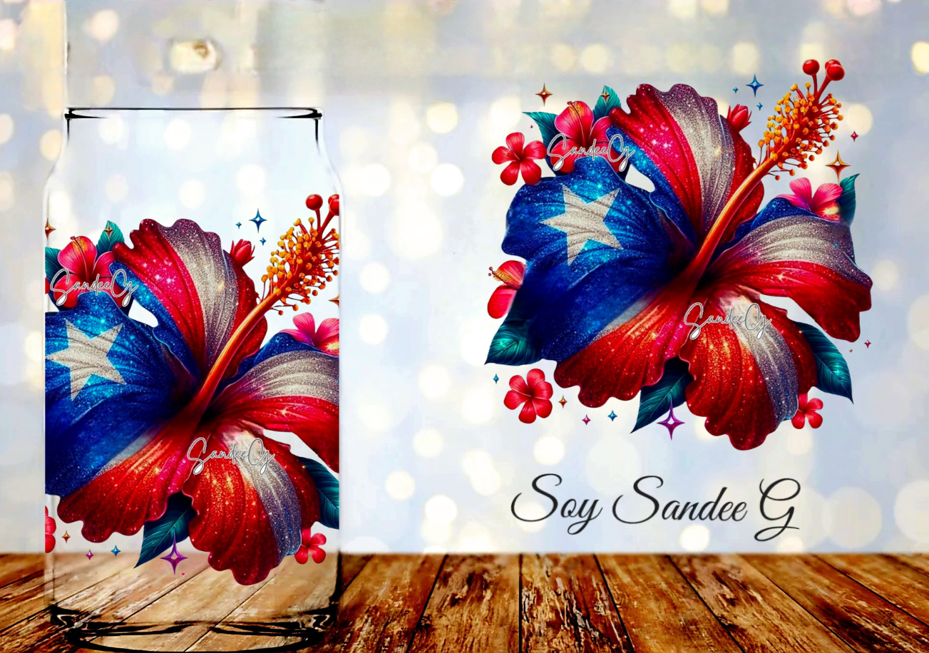 Puerto Rican Hibiscus - UVDTF Decal for cups/hard surfaces sticker