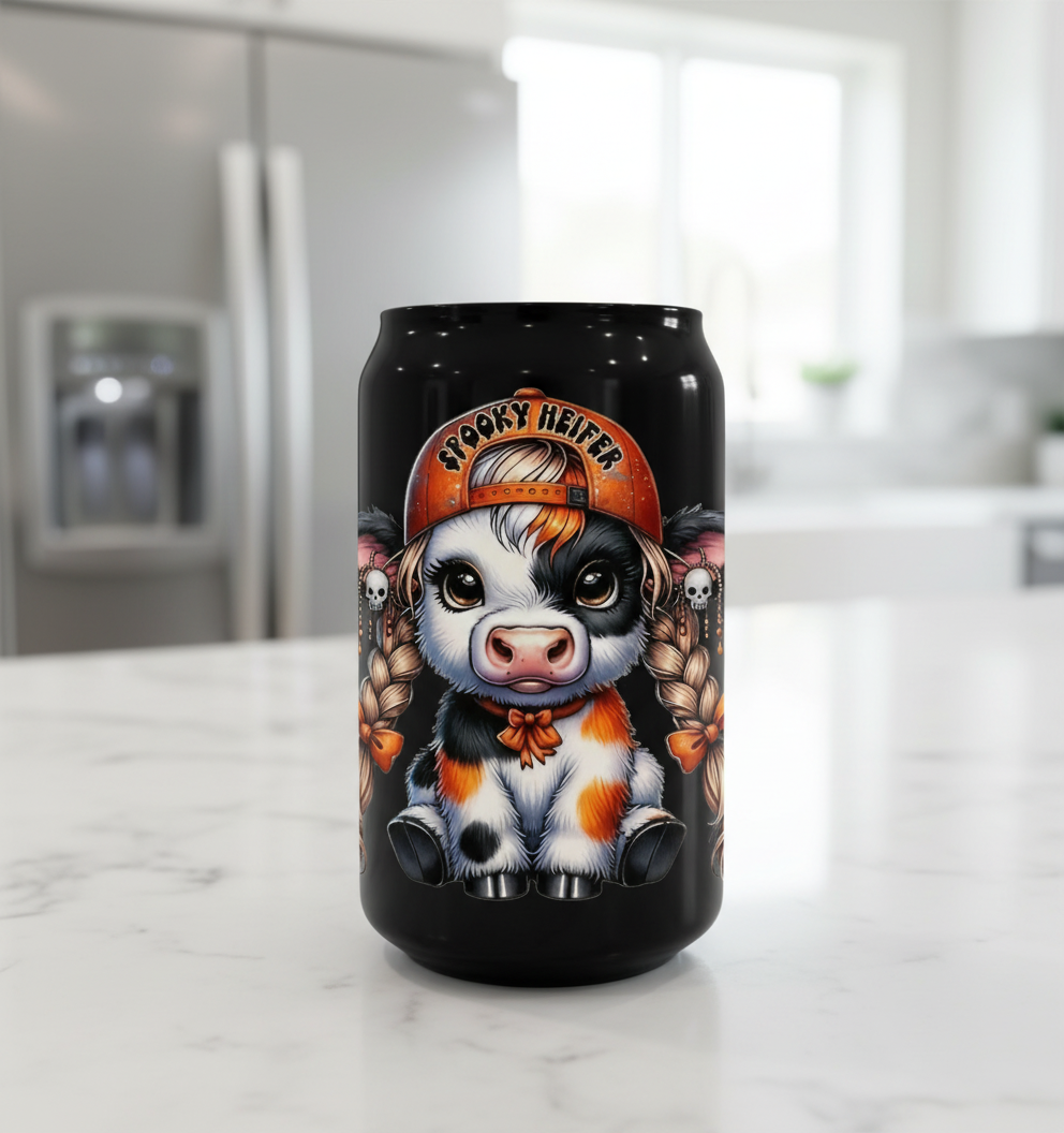 Calcomanía UVDTF de vaca enojada antes del café