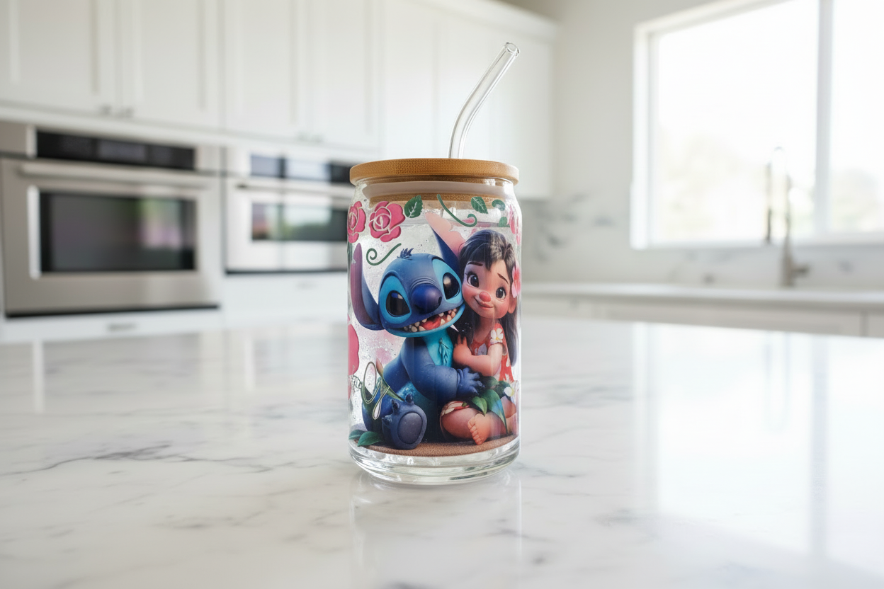 Lilo & Stitch Roses - UVDTF Wrap for cups/hard surfaces sticker