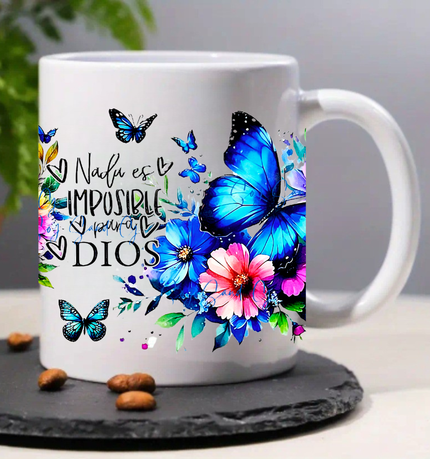 Nada es Imposible Blue Butterflies - UVDTF Wrap for cups/hard surfaces