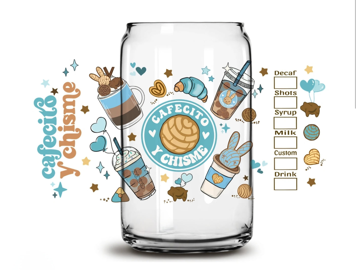 Cafecito y Chisme Blue #2 - UVDTF Wrap for cups/hard surfaces sticker