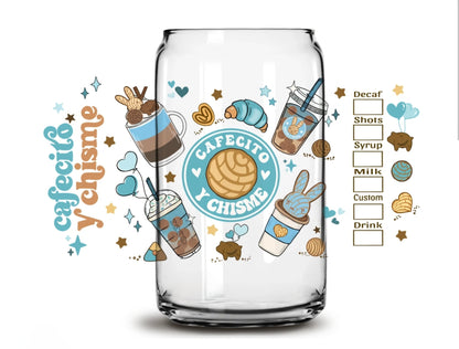 Cafecito y Chisme Blue #2 - UVDTF Wrap for cups/hard surfaces sticker