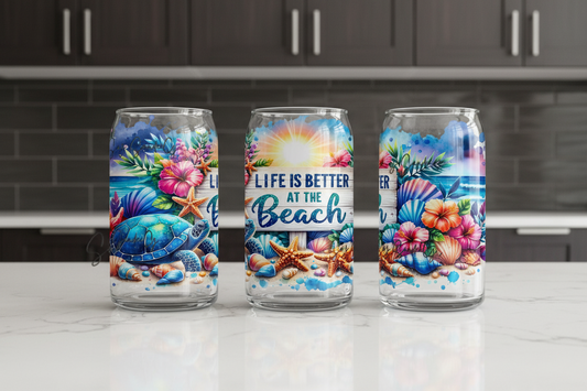 Life is Better at the Beach Turtle - UVDTF Wrap for cups/hard surfaces sticker