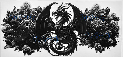 Black Metallic Dragon - UVDTF Wrap for cups/hard surfaces sticker