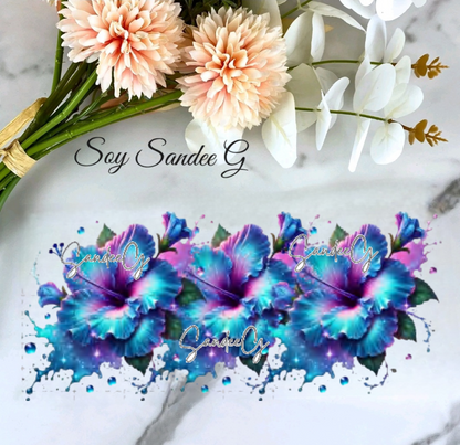 Blue Flowers - UVDTF Wrap for cups/hard surfaces sticker