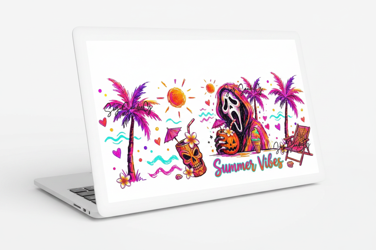 Summer Vibes Ghostface - UVDTF Wrap for cups/hard surfaces sticker