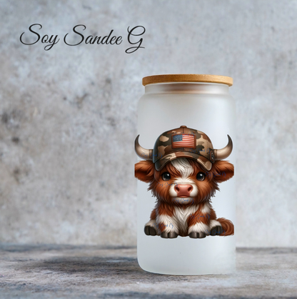 Calcomanía UVDTF de vaca patriótica