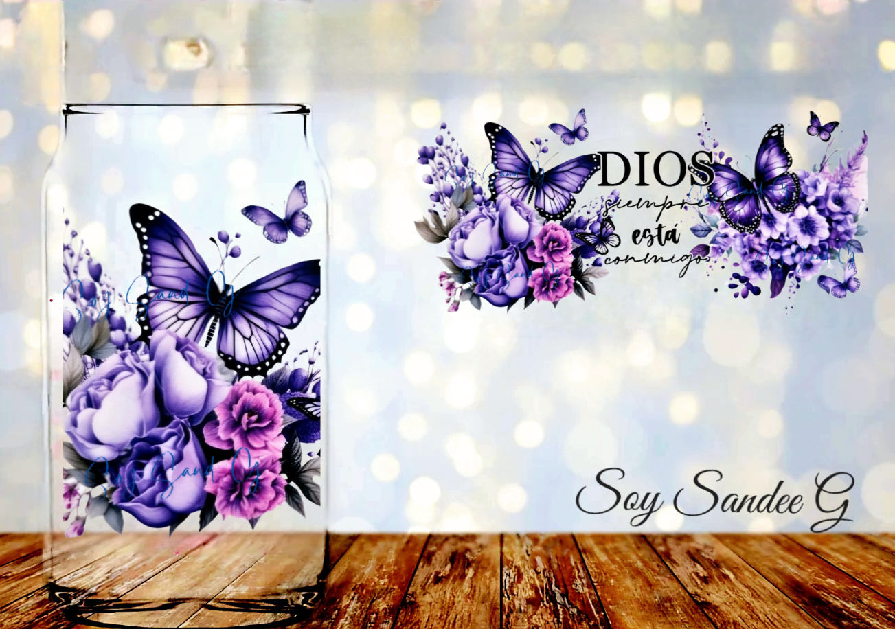 Envoltura UVDTF con mariposas moradas de Dios