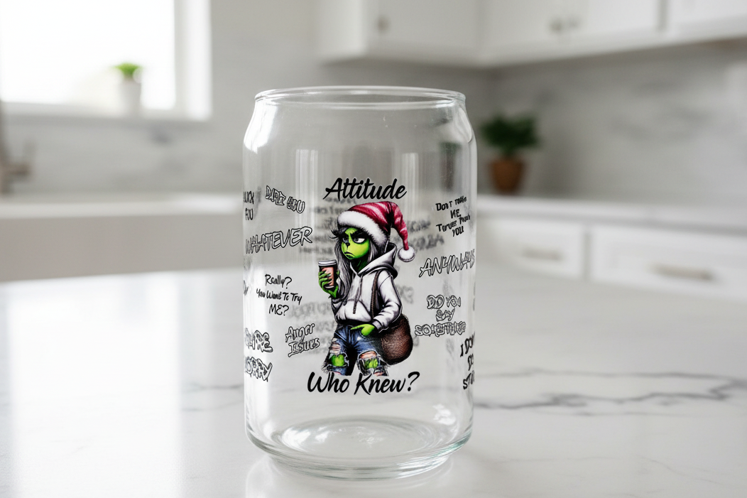 Attitude? Sexy Green Girl - UVDTF Wrap for cup/hard surfaces sticker