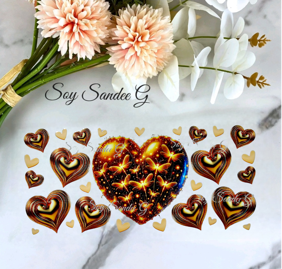 Golden Hearts - UVDTF Wrap for cups/hard surfaces sticker