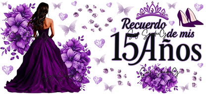 Mis Quince Dark Purple - UVDTF Wrap for cups/hard surfaces sticker