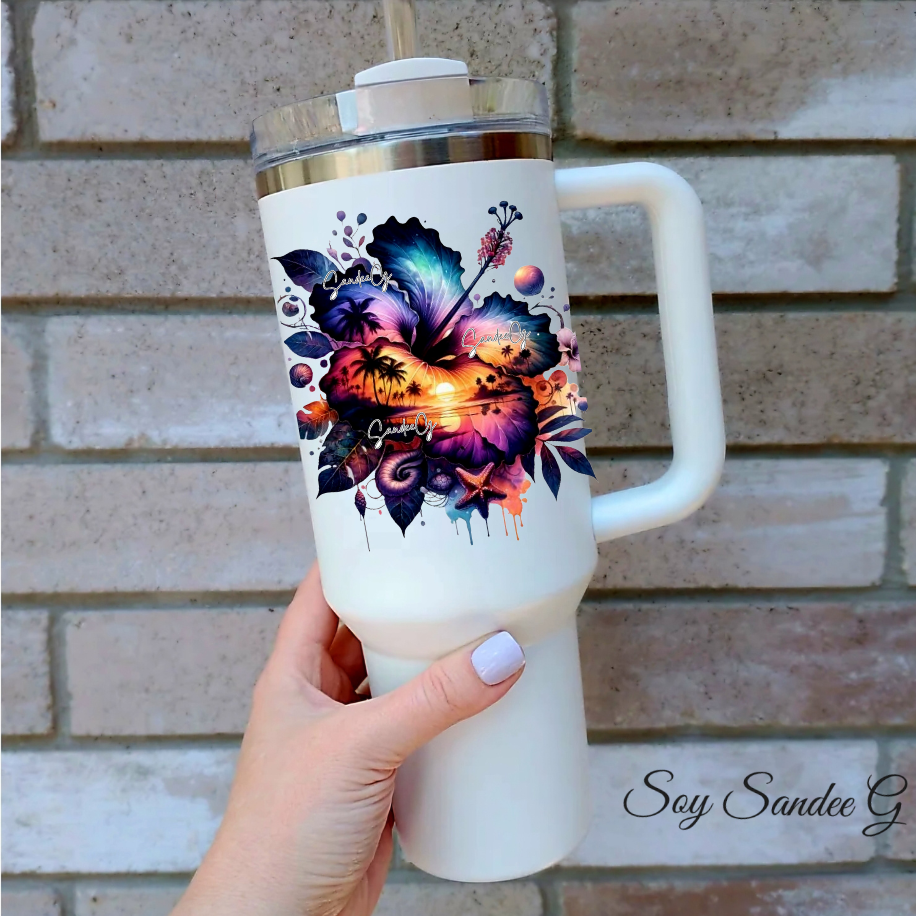 Hibiscus #6 - UVDTF Decal for cups/hard surfaces sticker