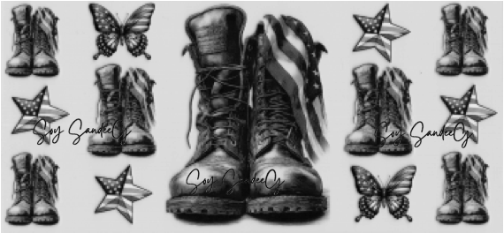 Military Boots, Stars & Butterflies - UVDTF wrap for cups/hard surfaces sticker