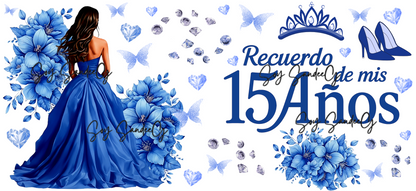 Mis Quince Blue - UVDTF Wrap for cups/hards surfaces sticker