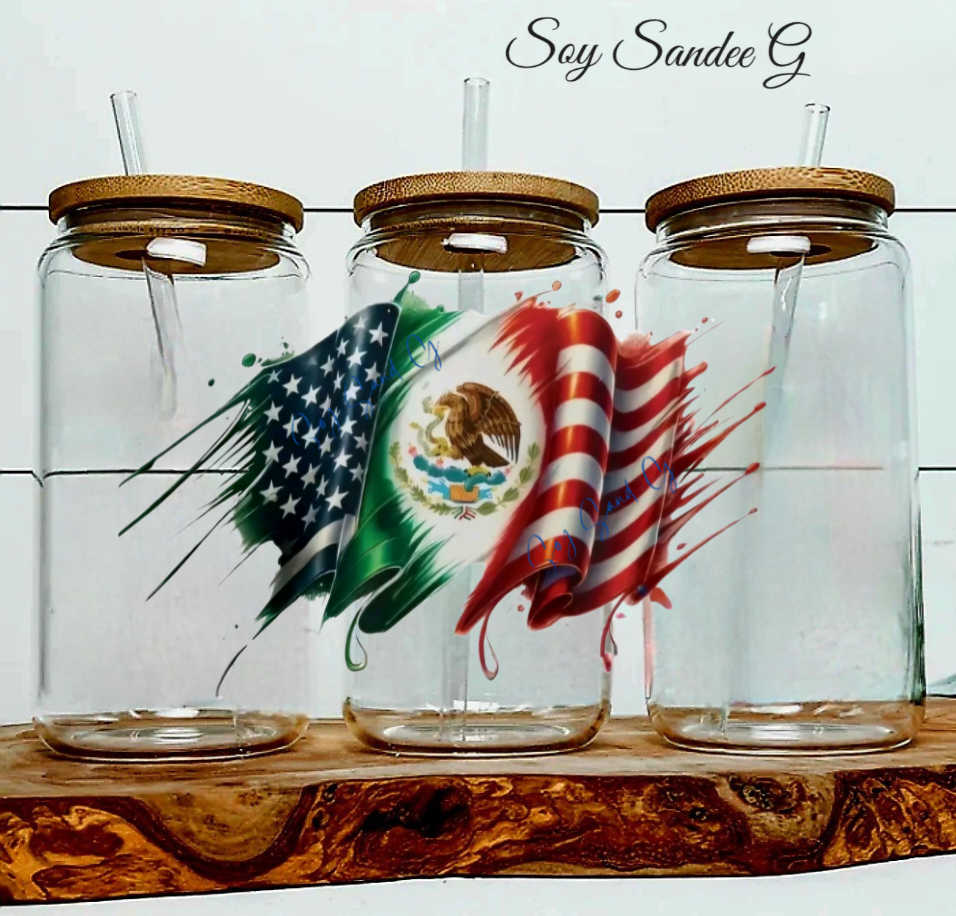 Ameri-Mexican Flag - UVDTF Decal for cups/hard surfaces sticker