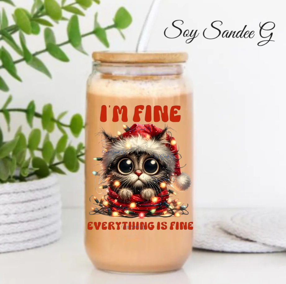 I'm Fine, Everything is Fine Cat - UVDTF Decal for cups/hard surfaces sticker