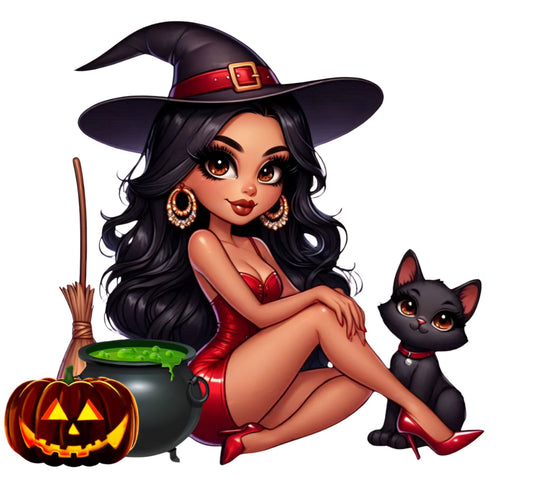 Sexy Latina Witch - Red UVDTF Decal