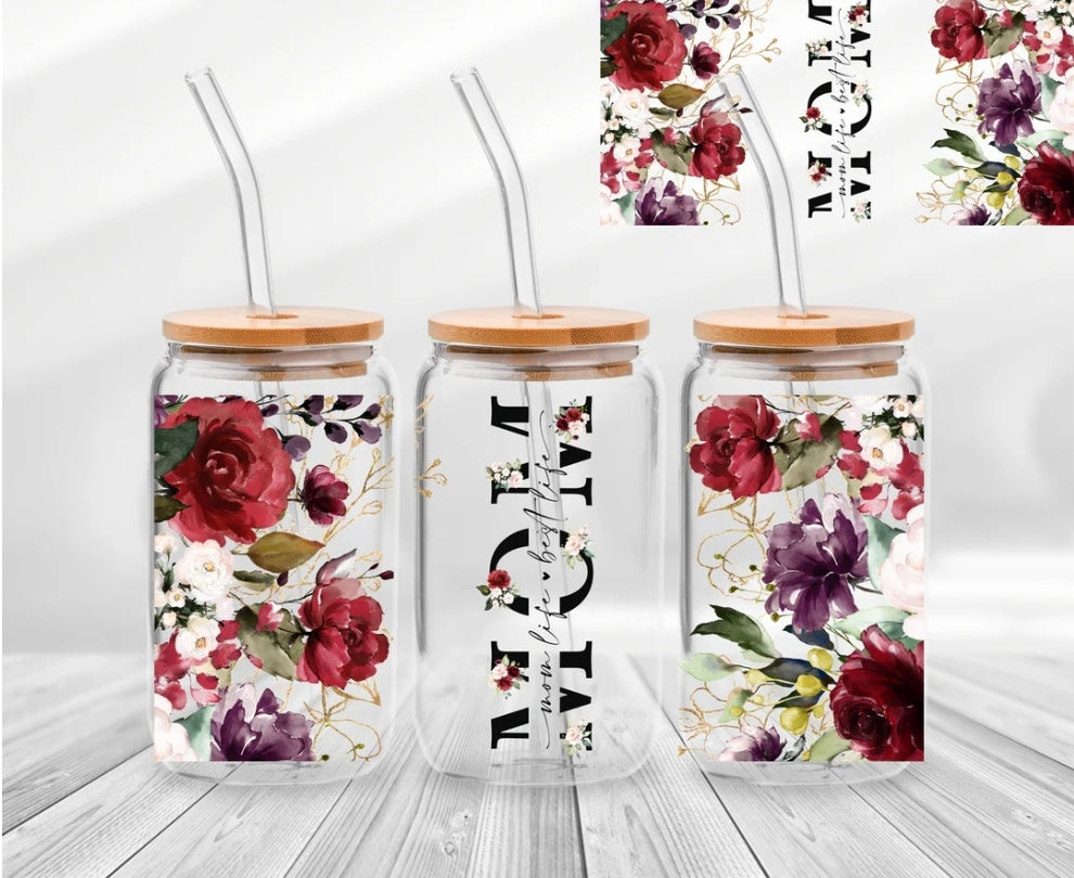 Mamá - Envoltura UVDTF con rosa roja