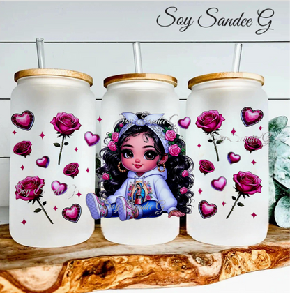 Virgen de Guadalupe Cutie - UVDTF Wrap for cups/hard surfaces sticker