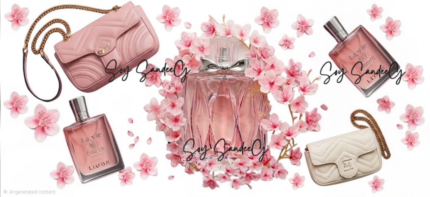 Pink Perfume & Bags - UVDTF wrap for cups/hard surfaces sticker