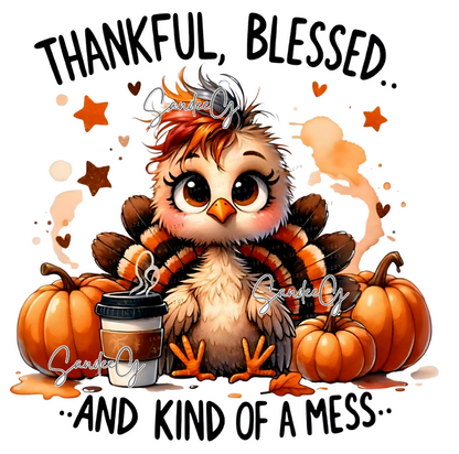 Thankful, Blessesd Turkey - UVDTF Decal for cups/hard surfaces sticker