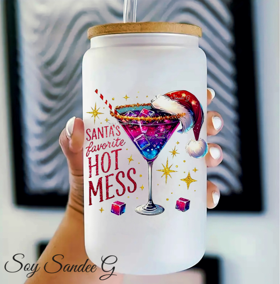 Santa's Favorite Hot Mess - UVDTF Decal for cups/hard surfaces sticker