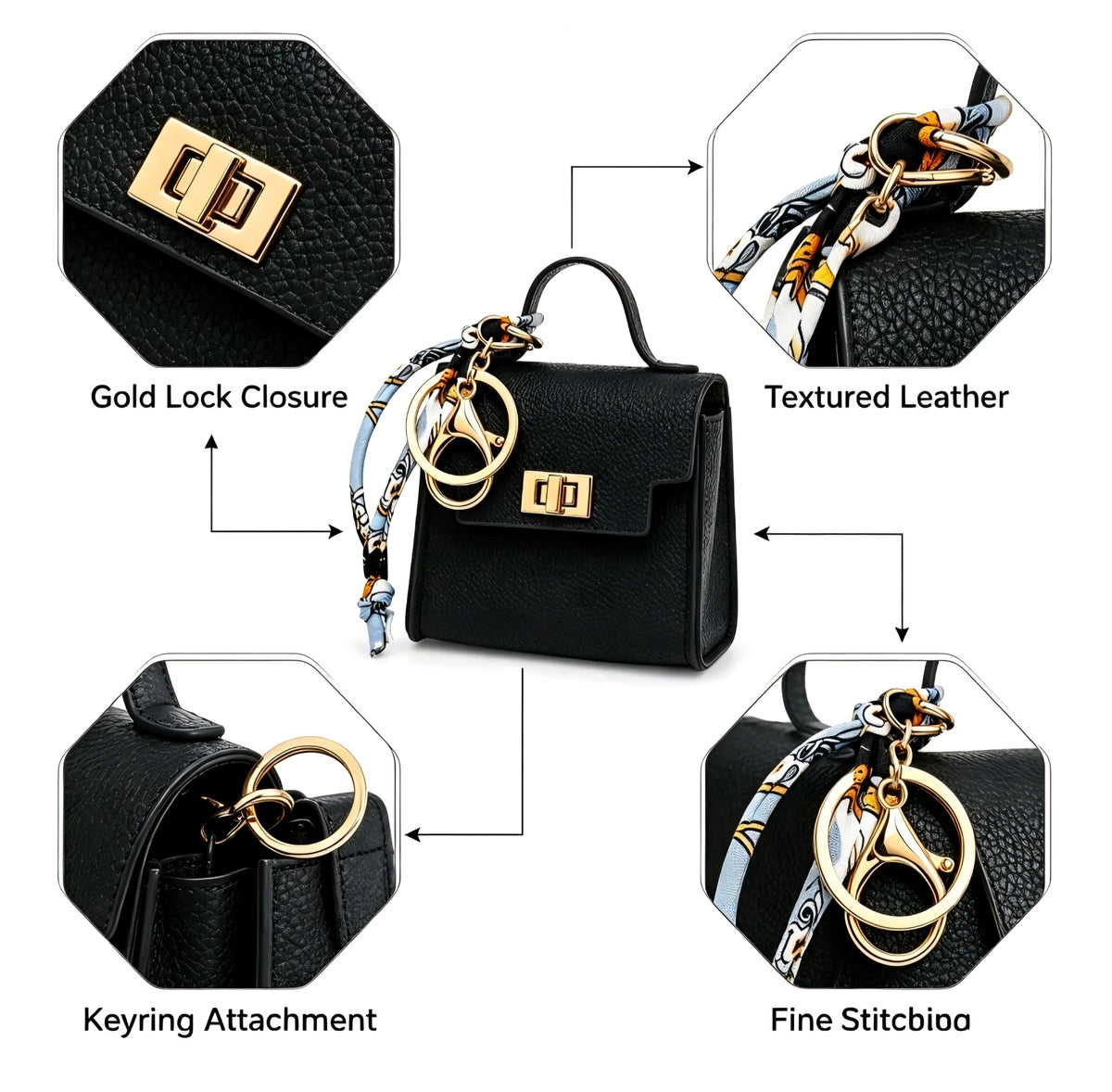 Mini Square Keychain Bag Accessory