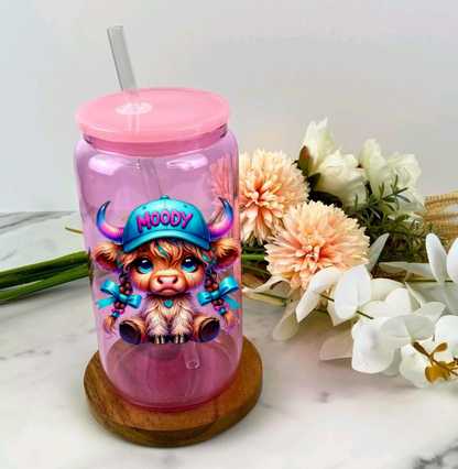 Moody Cow Teal Hat - UVDTF Decal for cups/hard surfaces sticker