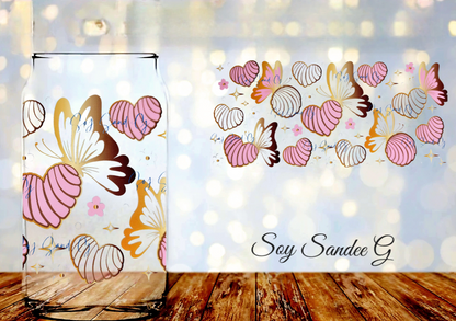Pink & White Mexican Cookies & Gold Butterflies - UVDTF Wrap for cups/hard surfaces sticker