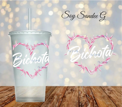 Bichota Heart UVDTF Decal - Clear Background 4" for cups/hard surfaces sticker