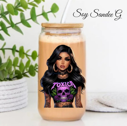 Latina Tóxica Purple Skull - UVDTF Decal for cups/hard surfaces sticker