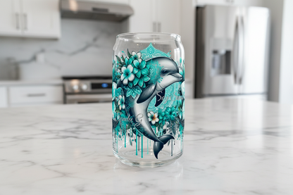 Teal Dolphin - UVDTF Wrap for cups/hard surfaces sticker
