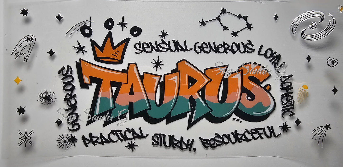 Graffiti Taurus - UVDTF Wrap for cups/hard surfaces sticker