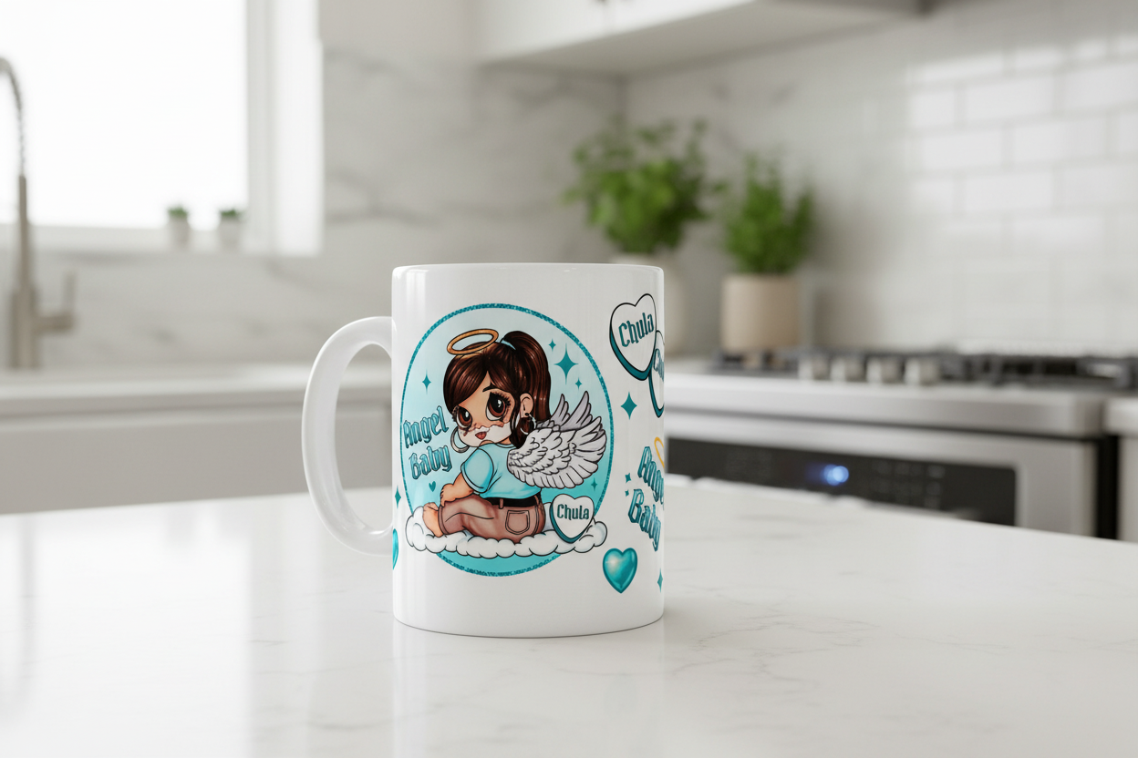 Angel Baby Teal - UVDTF Wrap for cups/hars surfaces sticker