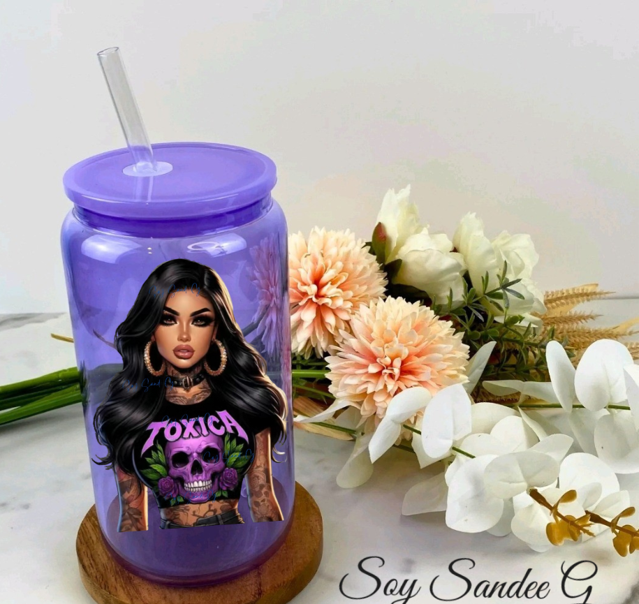 Latina Tóxica Purple Skull - UVDTF Decal for cups/hard surfaces sticker