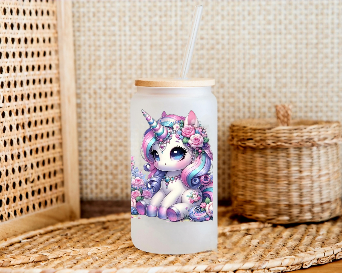 Cute Teal, Pink & Purple Hair Unicorn - UVDTF Decal for cups/hard surfaces