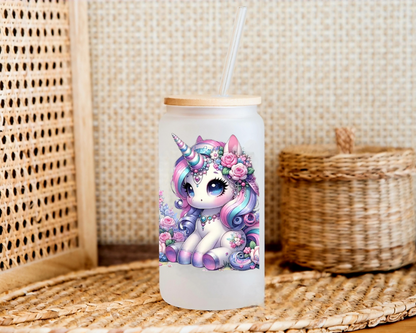 Cute Teal, Pink & Purple Hair Unicorn - UVDTF Decal for cups/hard surfaces