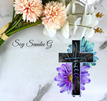 Blue & Purple Faith Cross - UVDTF Decal for cups/hard surfaces sticker