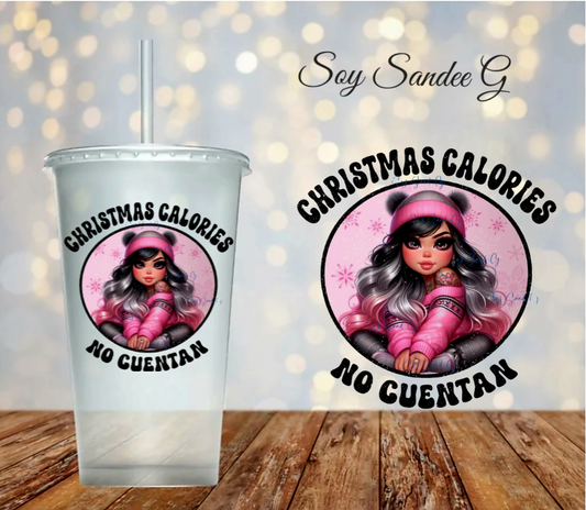 Pink Cutie Christmas Calories Don't Count - UVDTF Decal for cups/hard surfaces sticker